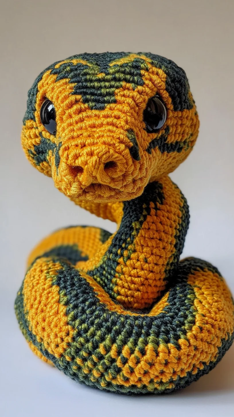 Adorable Crocheted Snake: A Pop of Color for Your Plush Collection