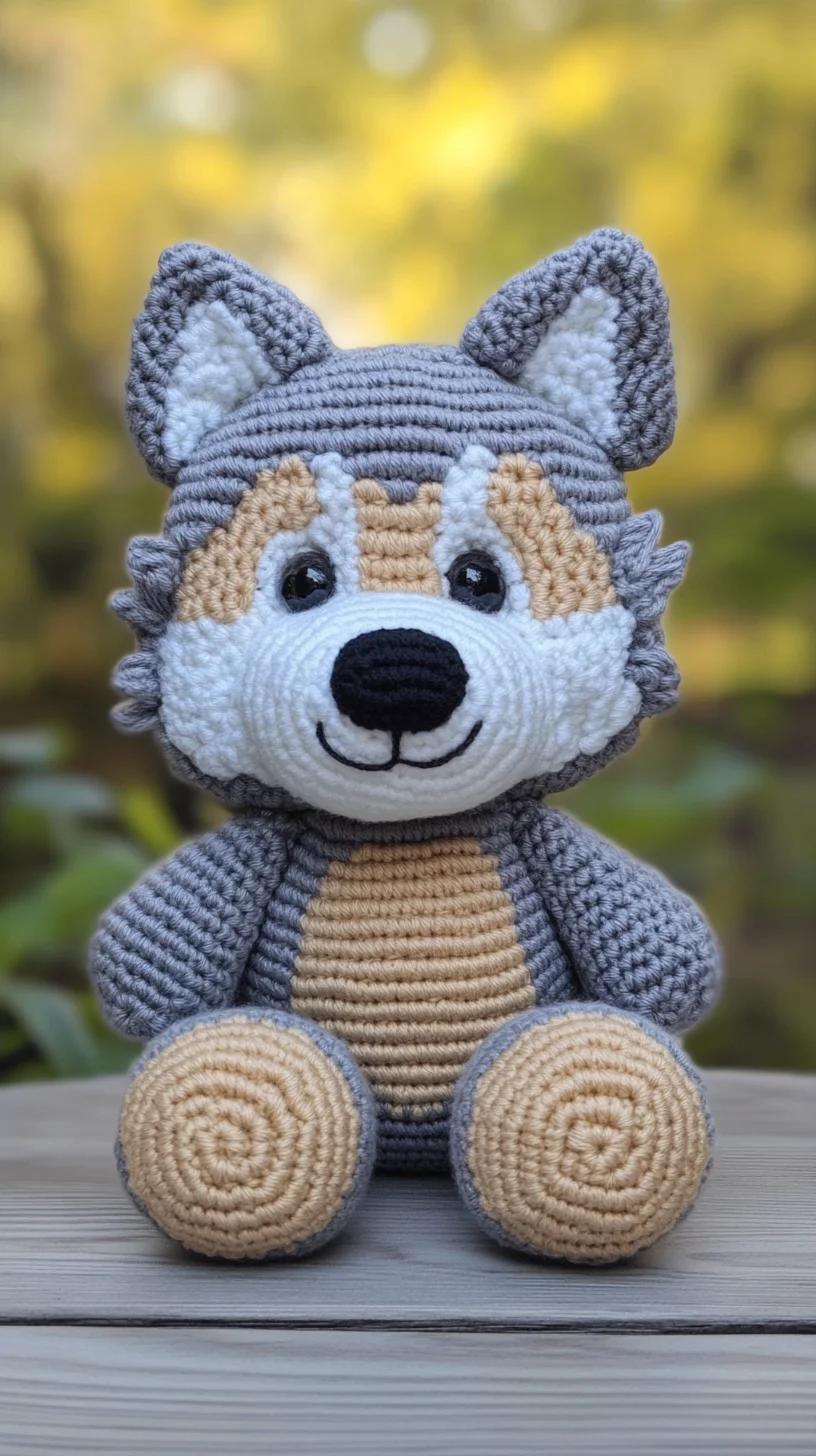 Adorable Crocheted Wolf Plush: Perfect for Cuddles and Decor!
