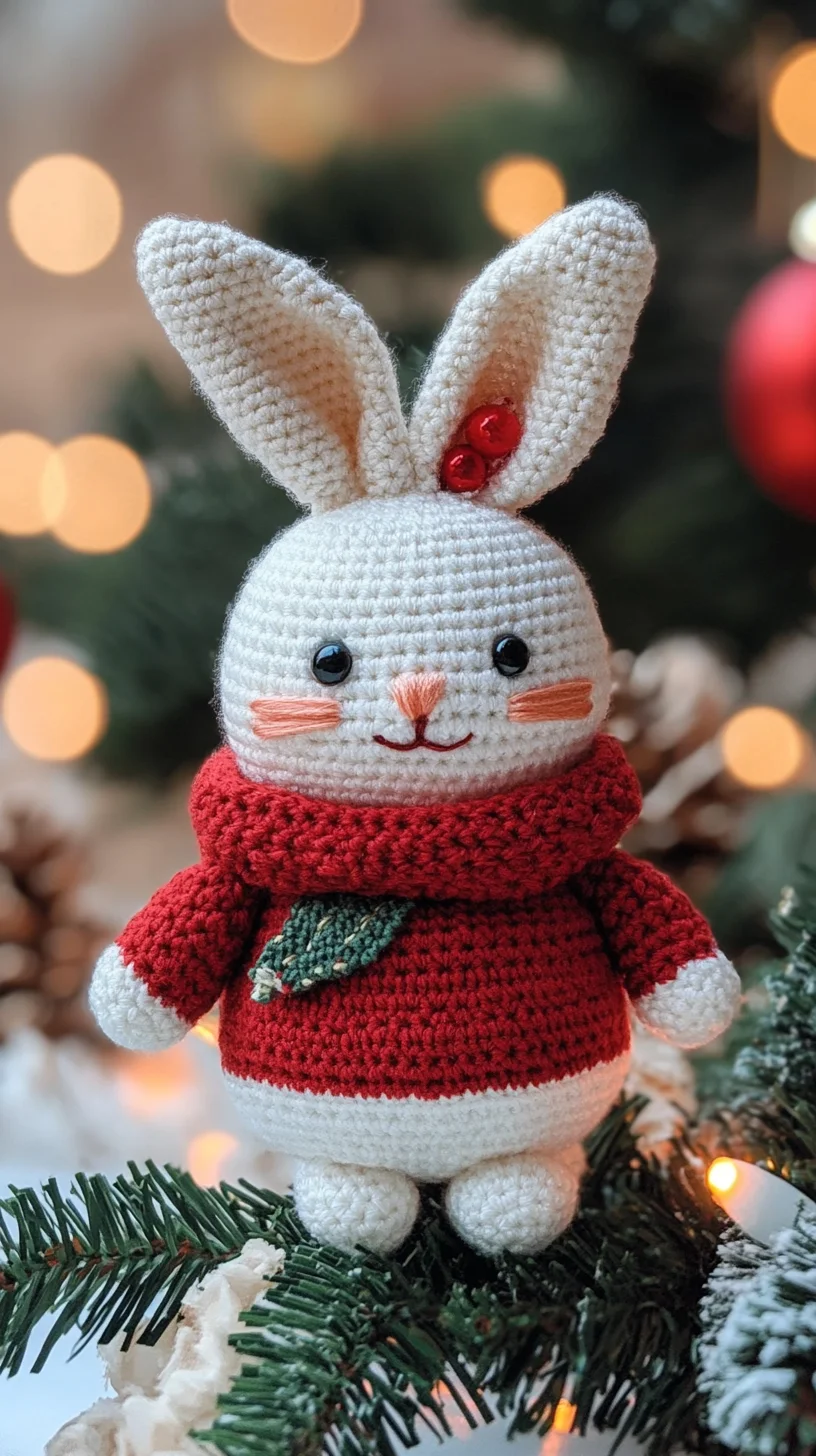 Adorable Festive Crochet Bunny: The Perfect Holiday Decoration