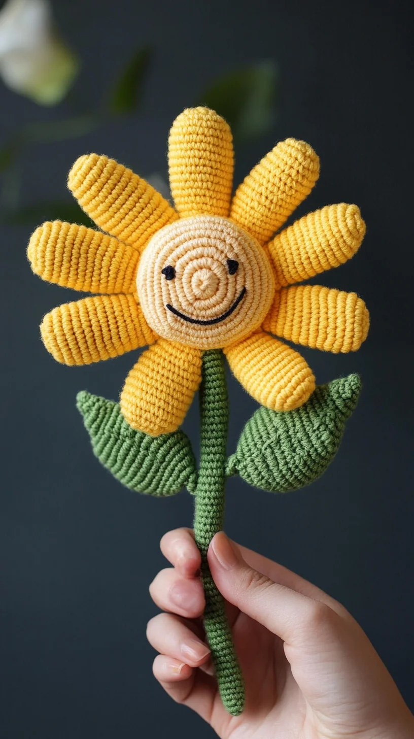 Brighten Your Day with This Adorable Handcrafted Crochet Sunflower!