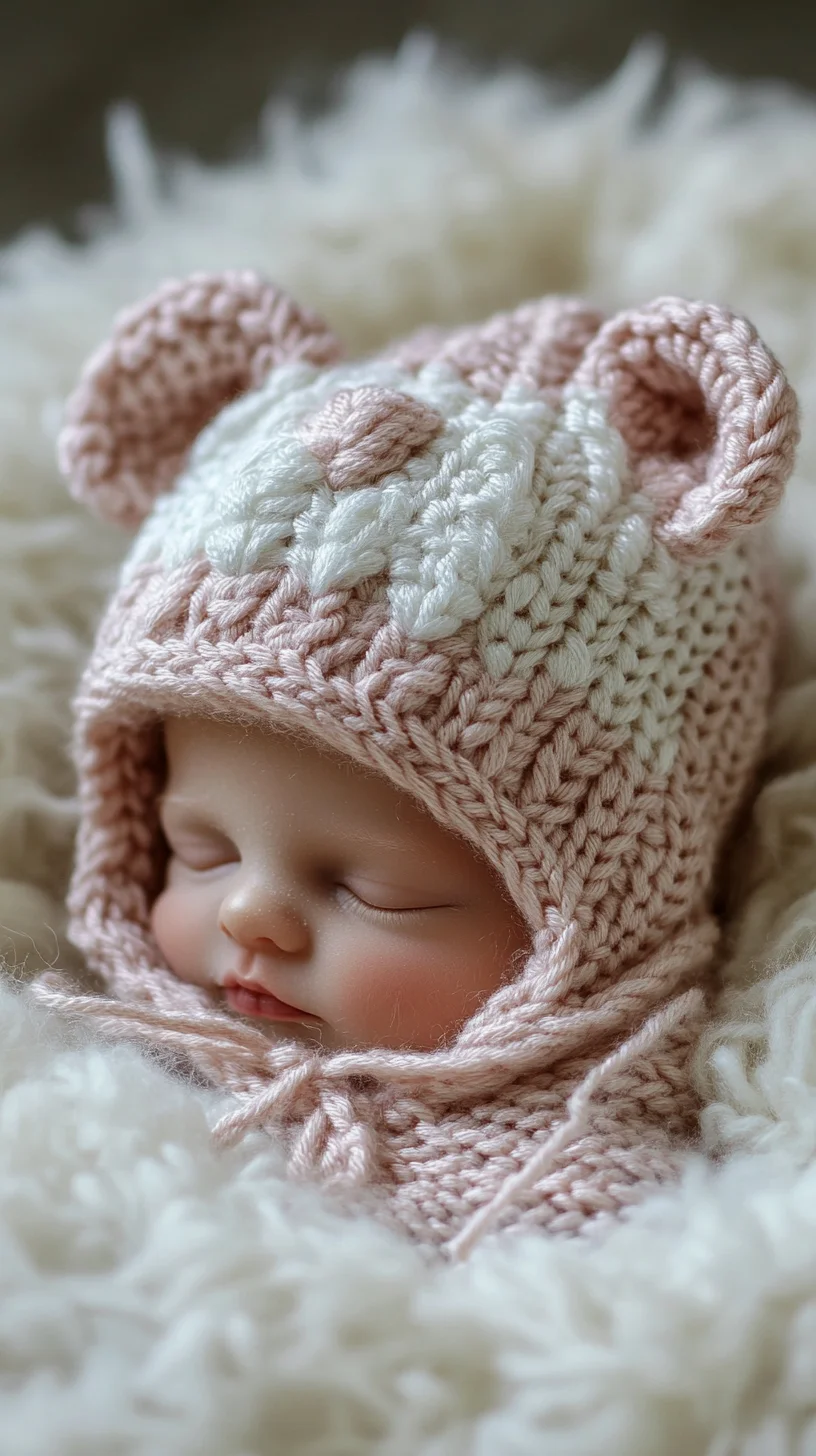 Cozy Cuddles: Adorable Bear-Eared Knitted Bonnet for Your Little One