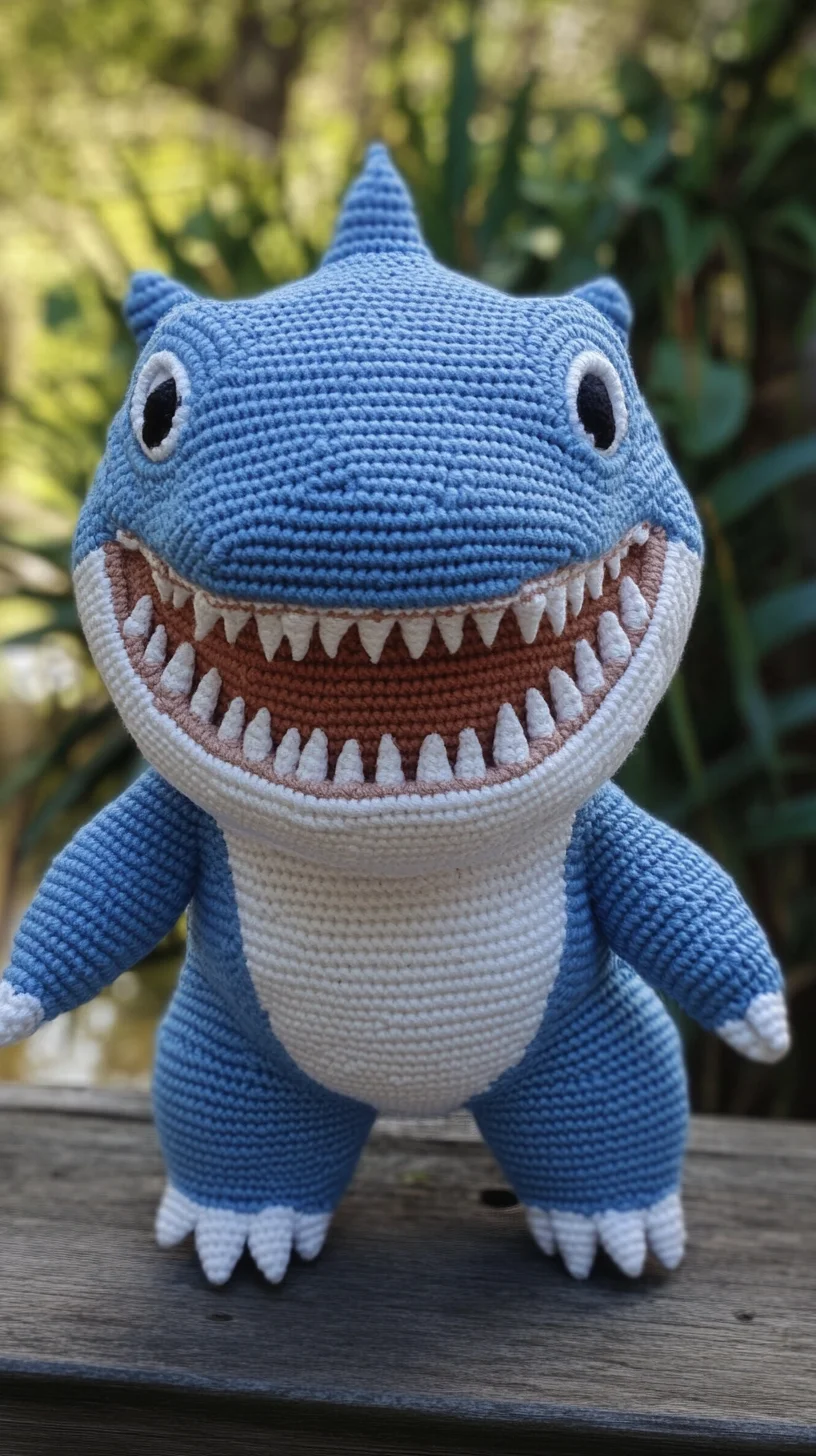 Dive into Playful Cuteness: Adorable Blue Shark Crochet Plushie