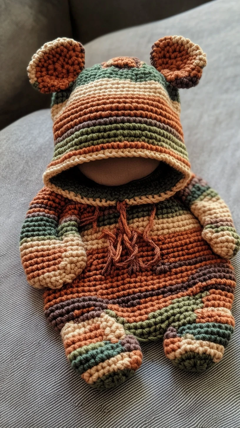 Embrace Cozy Cuteness: Adorable Bear-Themed Crochet Baby Onesie