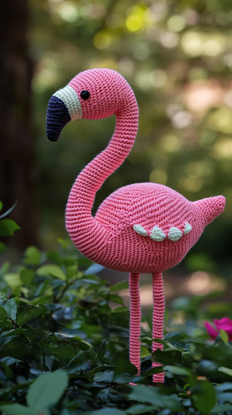 Embrace Whimsy with a Vibrant Handmade Flamingo Crochet Décor!
