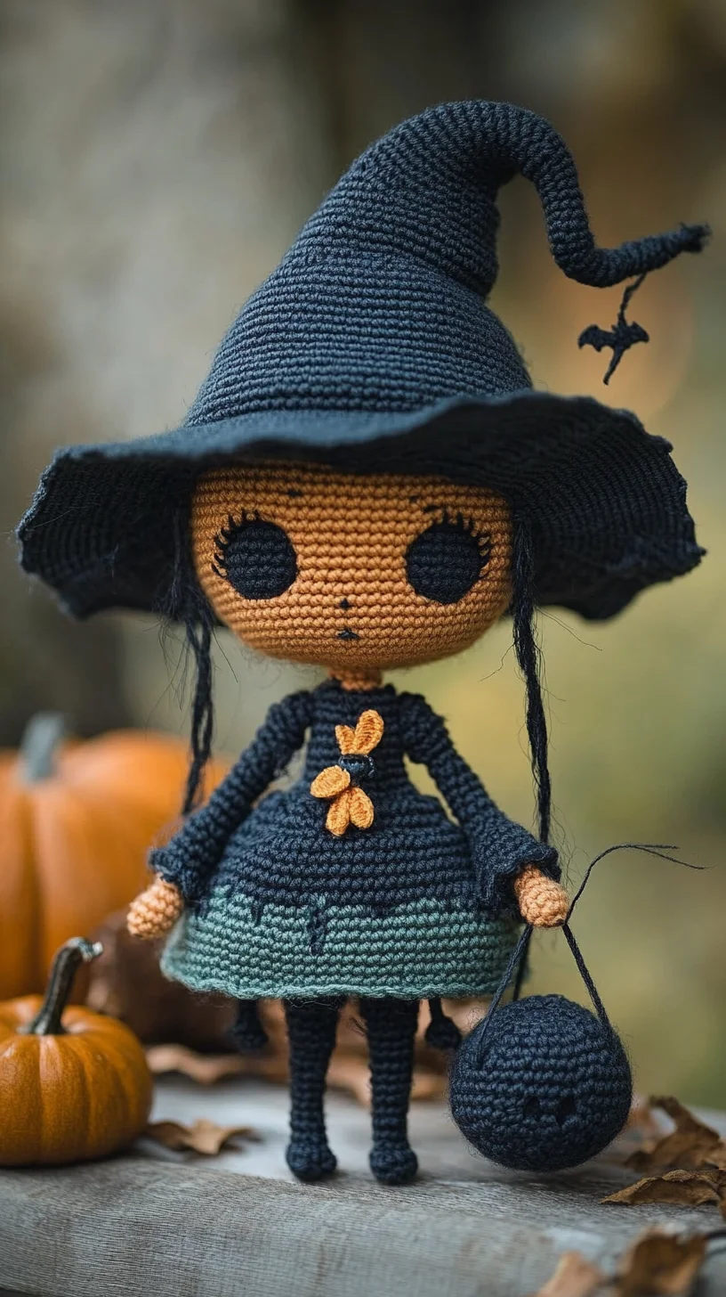 Enchanting Crochet Witch Doll: A Spellbinding Fall Decor Statement