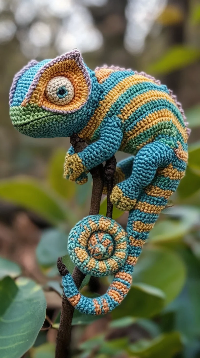 Vibrant Crochet Chameleon: A Whimsical Touch to Your Decor