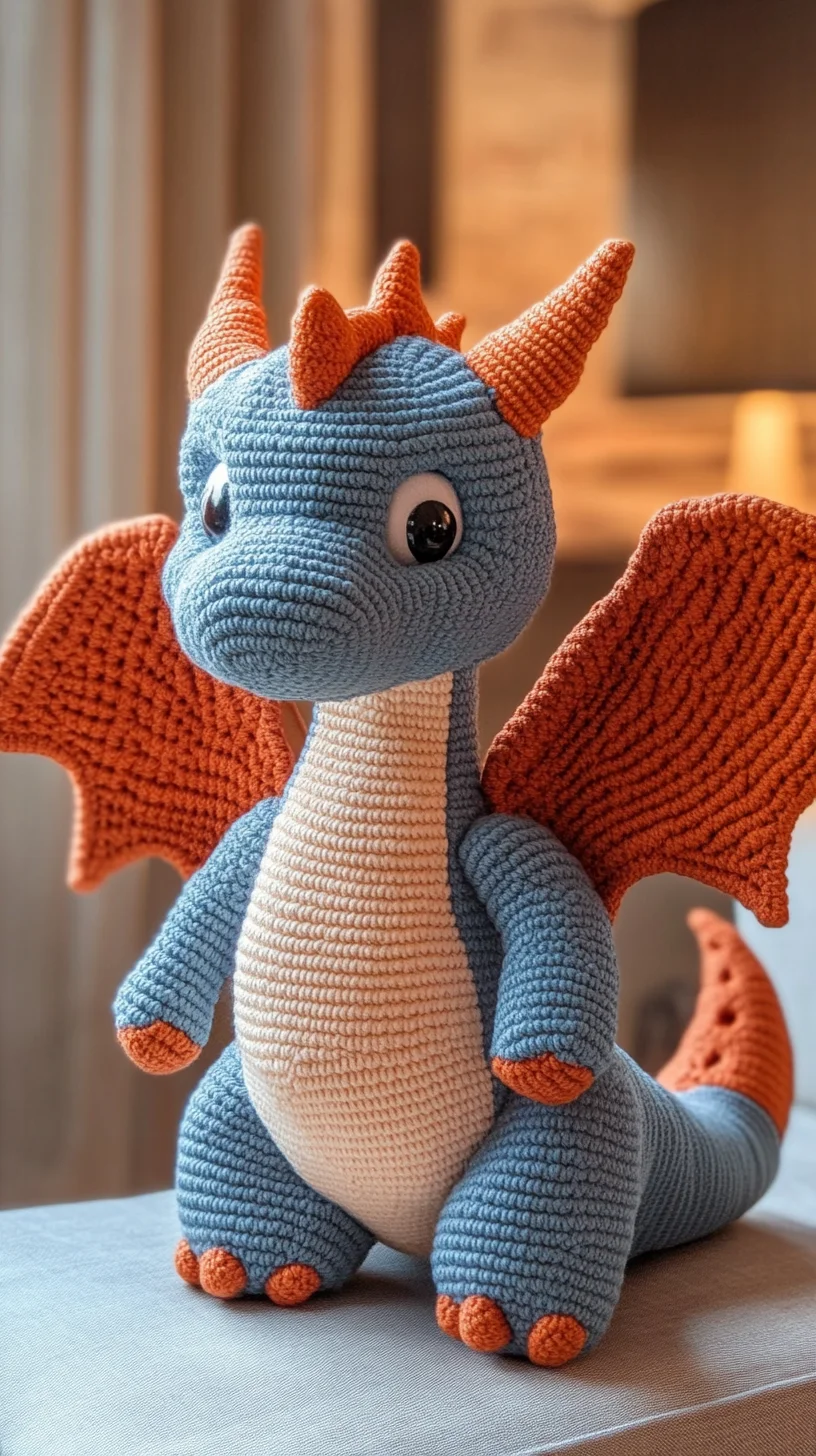Whimsical Crochet Dragon: A Perfect Companion for Kids and Collectors Alike!