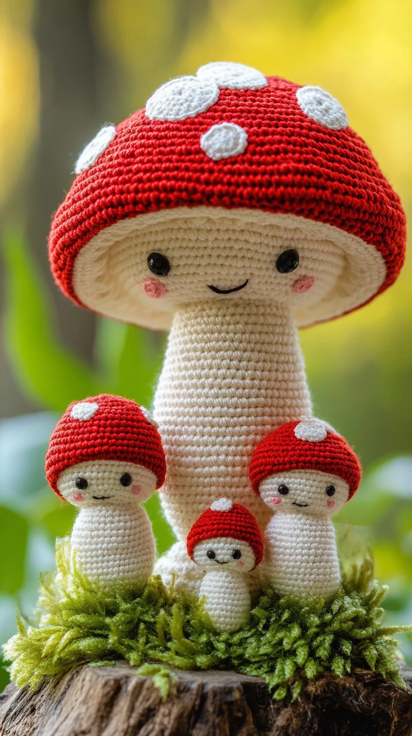 Whimsical Crochet Mushroom Family: A Charming Addition to Your Home Decor